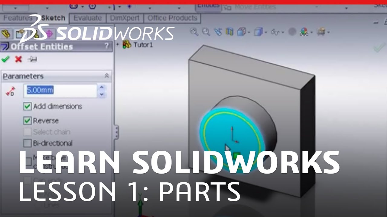 Tutorial - Learn SOLIDWORKS Lesson 1: Parts - SOLIDWORKS - YouTube