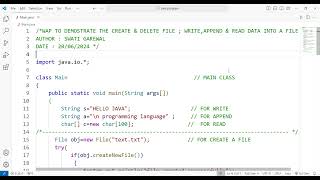 CREATE AND DELETE TEXT FILE || WRITE, APPEND & READ INTO FILE || JAVA PROGRAMMING