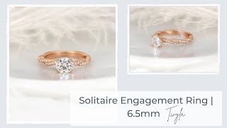 Solitaire Engagement Ring | Rosados Box 6.5mm Twyla Moissanite \u0026 Diamond Engagement Ring