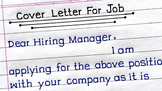 How To Write A Cover Letter For A Job Application | Cover Letter For Job Application |