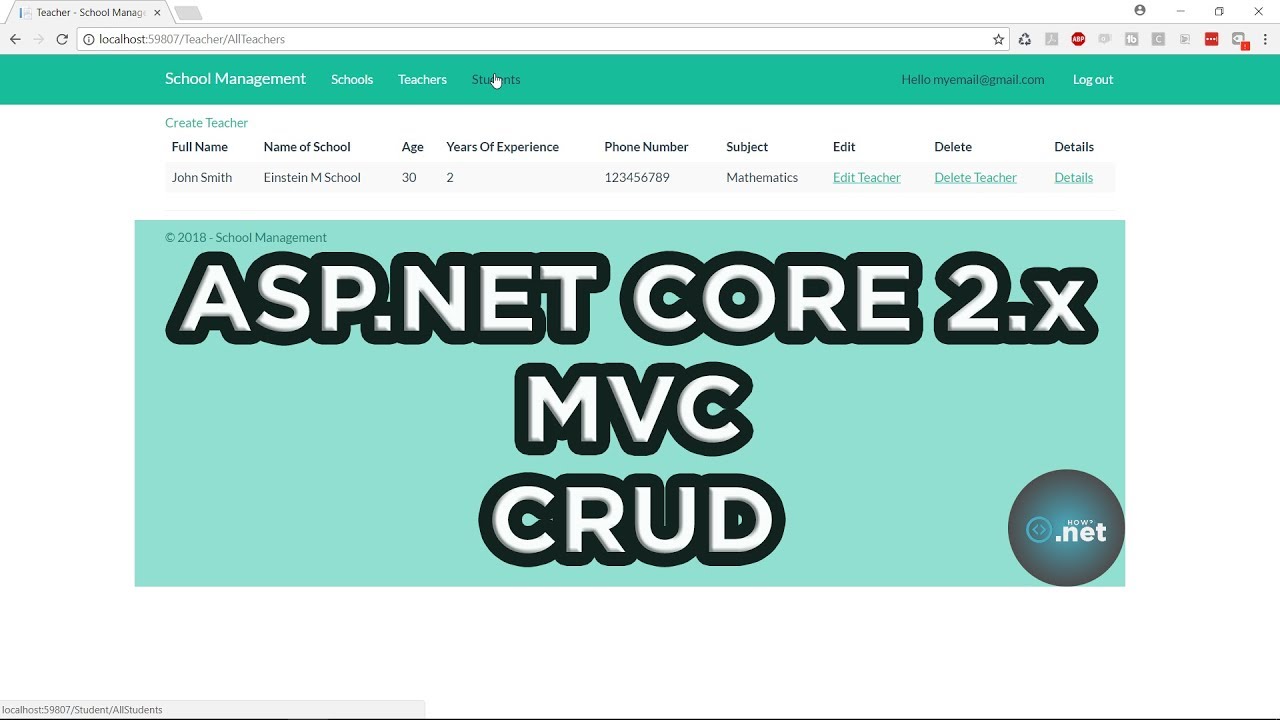 ASP.NET CORE 2.x MVC - CRUD Application Demo - YouTube