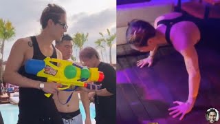 Jackson Wang Birthday Party Push Up and Tequila Shots