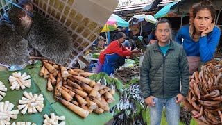 ตลาดลาว แขวงหลวงน้ำทา สะออนปลาสดๆ หน่อขม ตัวอ้น ของป่าอาหารธรรมชาติหลายคัก