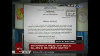 Sandiganbayan requests for medical bulletin on Sen. Enrile’s condition