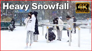 [4K] Korea Walking Tour - ✨❄⛄Heavy Snow in Hwajeong, Goyang, weekend 한국 여행 - ❄⛄폭설 고양시 화정동, 행신동, 경기도