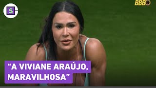 BBB 25: Gracyanne Barbosa ELOGIA Viviane Araujo: 'Maravilhosa!'