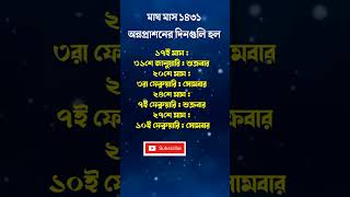 মাঘ মাসে অন্নপ্রাশন কবে । অন্নপ্রাশনের তারিখ । ১৪৩১ অন্নপ্রাশনের তারিখ