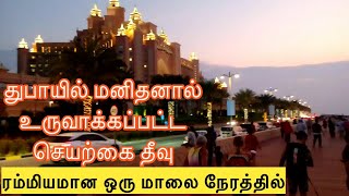 Dubai palm jumeirah out look wit golden evening || துபாய்  செயற்கை ஆடம்பர தீவில் அழகிய மாலை பொழுதில்