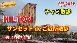 【Hawaii ヒルトンハワイアンビレッジ】HILTON ラグーンからのサンセット散歩 / DJI mavicmini