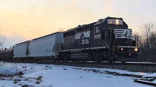 K5LLA!!!! - NS Local C64 – GP40-2 #3025 – 2 Covered Hoppers + 11 tank cars – Perry OH in Feb 2025