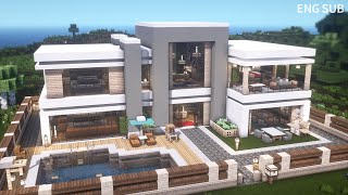 Minecraft: How To Build a Large Modern House Tutorial (#17) | 마인크래프트 건축,  모던하우스, 인테리어