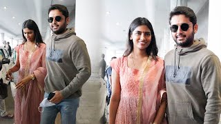 Nithin and His Wife Shalini Spotted @ Hyderabad Airport | Tollywood Updates | TFPC