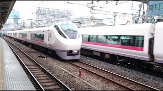 上野東京ライン常磐線特急ときわE657系の上下線が田町駅前ですれ違い