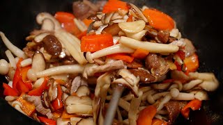 Mushroom stir-fry meat like this, fresh, delicious and nutritious