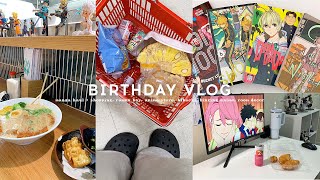 birthday vlog: manga haul \u0026 shopping, ramen bar, anime store, hibachi, binging anime, room decor !