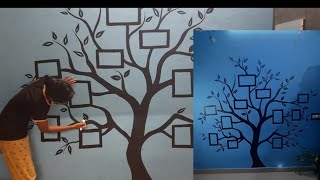 family tree wall art//easy wall painting//acrylic painting//step by step