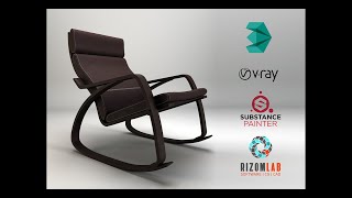 ikea poaegn chair 3ds max modeling and texturing [Time lapse]