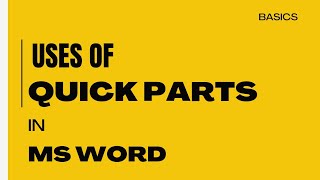 QUICK PARTS IN MS WORD - IN TAMIL