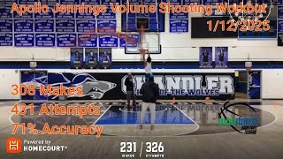 Apollo Jennings Volume Shooting Workout 308 Makes 431 Attempts 71% Accuracy