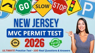 ULTIMATE New Jersey MVC Permit Test 2026 (100 Real DMV Questions & Answers Written Test Study Guide)