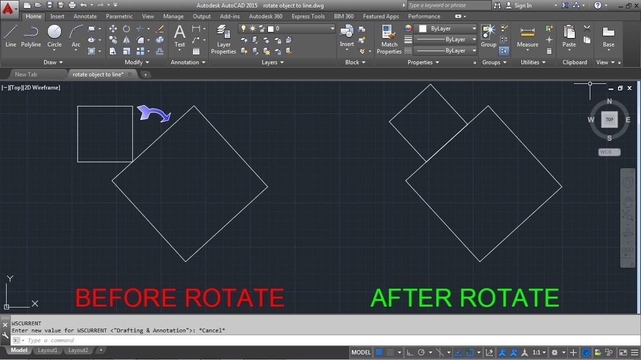 AutoCAD Rotate Object To Match Line | AutoCAD Rotate Object To Align ...