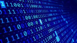 Digital Binary Data Code Streaming on a Computer Screen Loop