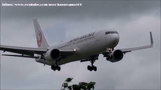 ✈✈成田空港 壮絶強風横風と戦うパイロット”ゴーアラウンド2連発Go-around 日本航空 (Japan Airlines)Boeing 767-346/ERJA607J Narita RWY16R