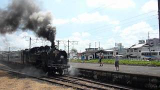 ＳＬ・もおか号下館駅発車　２０１２．８．５（日）