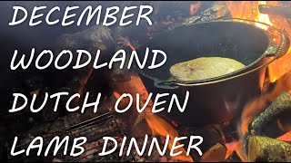 Wet December Dutch oven campfire cook with an old friend