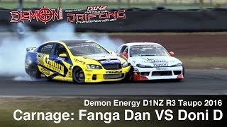 Fanga Dan Clashes With Doni D - D1NZ Drifting, R3 Taupo 2016