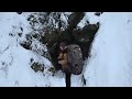 A Girl Camping In Thick Snow Storm Inside Underground Cave