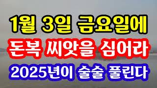 '1월 3일 금요일 주목! 무조건 돈복의 씨앗을 심어라! 2025년 술술 풀린다\