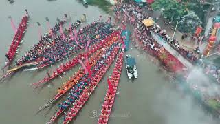 In Chaoshan, Jieyang Deqiao's high-end game, thirteen dragon boats gather under the tide.