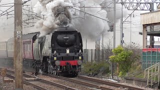 No. 34067 Tangmere accelerating out of Carnforth.