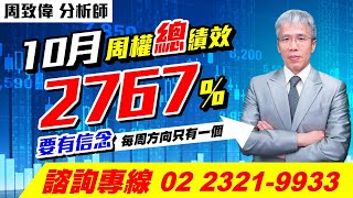 理周TV-20231018盤後-周致偉 致富達人／10月周權總績效2767% 要有信念 每周方向只有一個