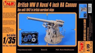 CMK 1/35 NAVAL 4 INCH/50 CALIBER (102MM) CANNON FOR US WWII MERCHANT SHIPS FULL RESIN KIT#RA046