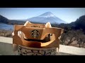 Adeyto making Origami STARBUCKS Coffee with Mt FUJI view