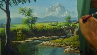 Acrylic Landscape Painting Lesson | River to the Bridge in Step by Step Tutorial by JM Lisondra