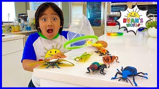 Ryan's Bug Catching at home Pretend Play and Learn Bugs Facts Facts for kids!