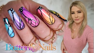 Butterfly Wings Nails. 😍🦋 Aurora Chrome Ombre Nail Art, Butterfly's wings. How to do perfect ombre