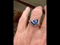 vintage bypass diamond trillion cut sapphire ring in white gold