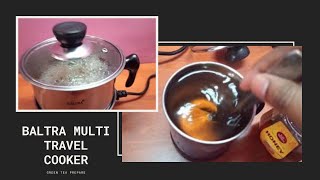 baltra electric travel cooker review and preparing green tea.