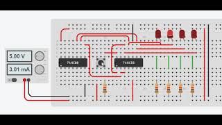 74HC93 (4bit Counter) 를 이용한 10진 카운터 만들기(LED 출력)