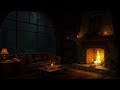 relieve insomnia symptoms with calming rain sounds in a cozy fireplace room