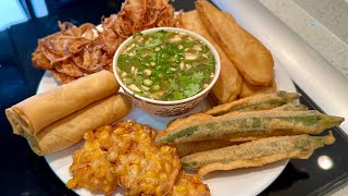 Burmese Vegetables Fritters with Dipping Sauce| Street Food| Vegan| အကြော်စုံပူပူ ကြွတ်ကြွတ်ရွရွ