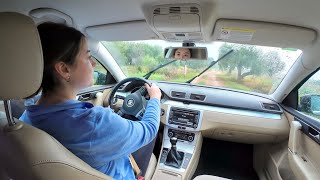 Off road driving ASMR 🌧️🌳 Driving in reverse manual car 🔙 Girl Andrea driving while raining