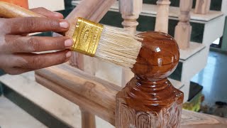 Starcase Polish Second Coating Applying | Star Case | Royal Wood Polish Work | Wood Polish