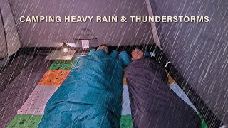 Camping with KID in Heavy RAIN and THUNDERSTORMS, Relaxing Rain Sound, ASMR