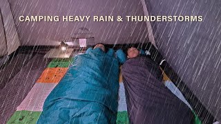 Camping with Kid in Heavy Rain and Thunderstorm [ family camping, relaxing rain sounds, ASMR ]