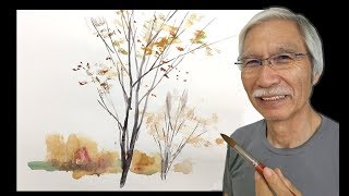 水彩画の基本〜落葉樹の幹や枝を描くコツ その2　How to draw Deciduous Tree (Part2)